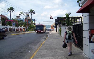 Jen walking along the streets of Montego Bay
