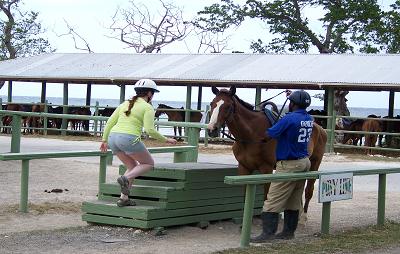Jen about to get on her horse