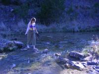 Jen crossing on the way back to swim.