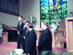 The best men are assembled for rehearsal.