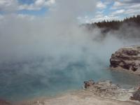 Excelsion Geyser was huge and steaming, making photographing it difficult.