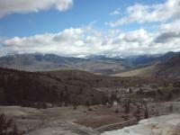 A view of the valley below, with the old fort buildings.